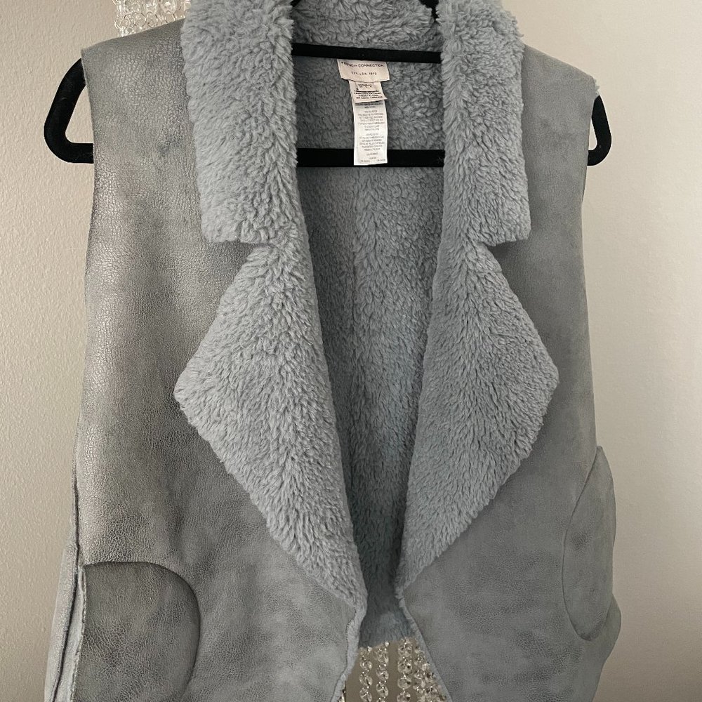 Gray Faux Shearling Vest